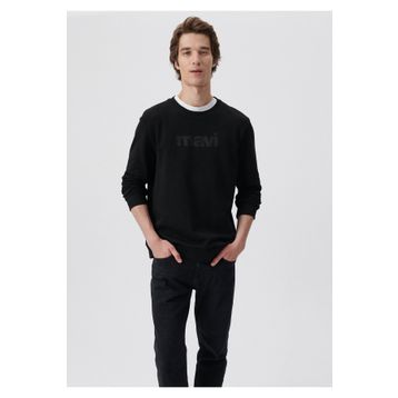 Mavi 066303-900 Siyah Erkek Regular Mavi Logo Baskılı Sweatshirt