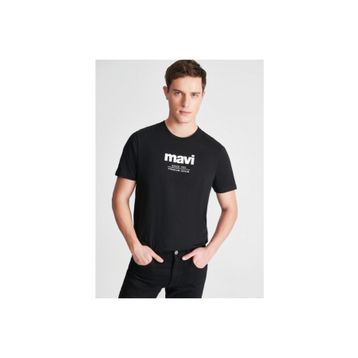 Mavi 066849-900 Siyah Baskılı Rahat Kesim Bisiklet Yaka Erkek T-shirt