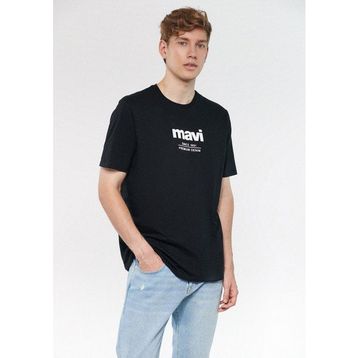 Mavi 066849-900 Siyah Baskılı Rahat Kesim Bisiklet Yaka Erkek T-shirt