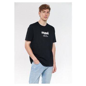 Mavi 066849-900 Siyah Baskılı Rahat Kesim Bisiklet Yaka Erkek T-shirt