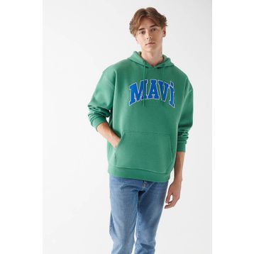 Mavi 067149-35388 Yeşil Pamuklu Oversize Kanguru Cepli Kapüşonlu Şardonlu Erkek Sweatshirt