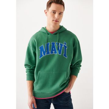 Mavi 067149-35388 Yeşil Pamuklu Oversize Kanguru Cepli Kapüşonlu Şardonlu Erkek Sweatshirt