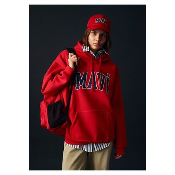 Mavi 1600361-82054 Logo Baskılı Kırmızı Kapüşonlu Kadın Sweatshirt