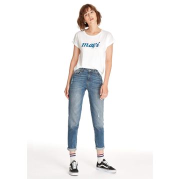 Mavi 166422-23248 Logo Baskılı Beyaz Kadın T-shirt