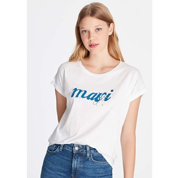 Mavi 166422-23248 Logo Baskılı Beyaz Kadın T-shirt