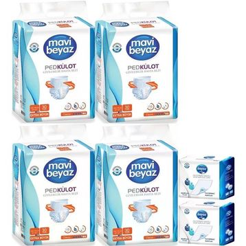 Mavi Beyaz 120 Adet XL Ped Emici Külot Hasta Bezi+60x90 cm 60 Adet Yatak Koruyucu Örtü