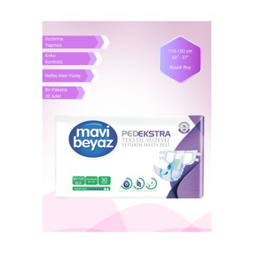 Mavi Beyaz Ped Ekstra Belbantlı Büyük Boy 30 Adet Hasta Bezi
