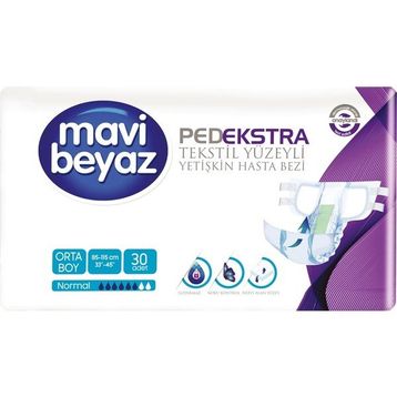 Mavi Beyaz Ped Ekstra Belbantlı Orta Boy 30 Adet Hasta Bezi