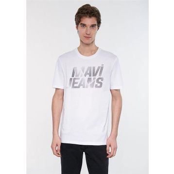 Mavi M0610260-620 Beyaz Erkek Mavi Logo T-Shirt Logo T-Shirt