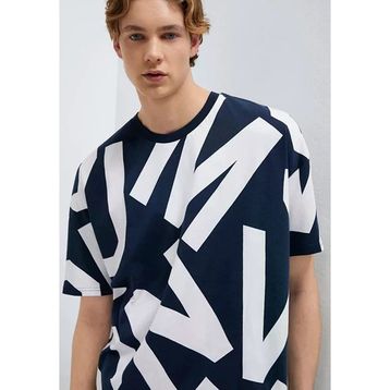 Mavi M0610271-70490 Bisiklet Yaka Oversized Baskılı Lacivert Erkek T-Shirt