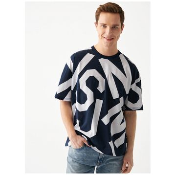 Mavi M0610271-70490 Bisiklet Yaka Oversized Baskılı Lacivert Erkek T-Shirt