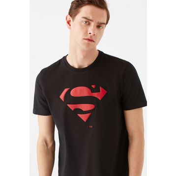 Mavi M066875-900 Superman Bisiklet Yaka Slim Fit Baskılı Siyah Erkek T-shirt