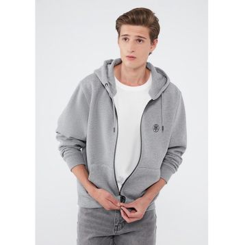 Mavi M066979-34686 Gri Melanj Erkek Fashıon Fermuarlı Sweatshirt