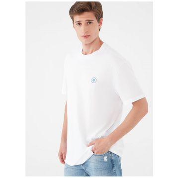 Mavi M067074-620 Bisiklet Yaka Loose Fit Düz Beyaz Erkek T-Shirt