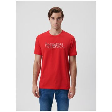 Mavi M067115-70471 Kırmızı Regular İstanbul Baskılı Erkek T-Shirt