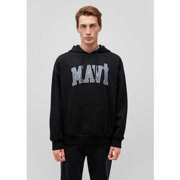 Mavi M067149-902 Siyah Erkek Oversize Kapuşonlu Logo Sweatshirt
