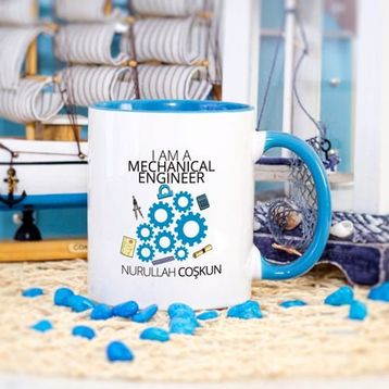 Mavi Renkli Makine Mühendisi Kupa Bardak
