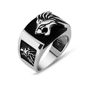 Mavio Aslan Figürlü Erkek Gümüş Yüzük