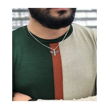 Mavio Çift Başlı Kartal Erkek Gümüş Kolye