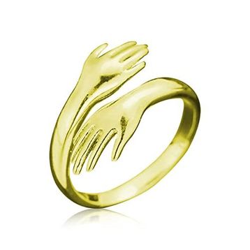 Mavio Gold Sarılan Eller Gümüş Yüzük