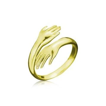 Mavio Gold Sarılan Eller Gümüş Yüzük