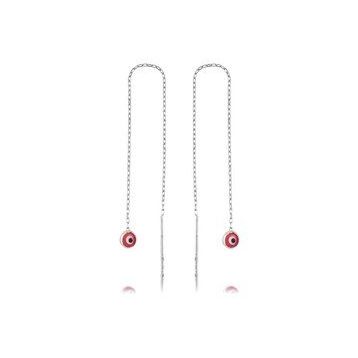 Mavio Zincirli Pembe Nazar Kadın Gümüş Küpe