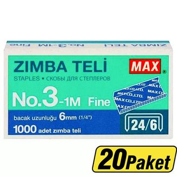 MAX No 24/6 Beyaz 20'li Zımba Teli