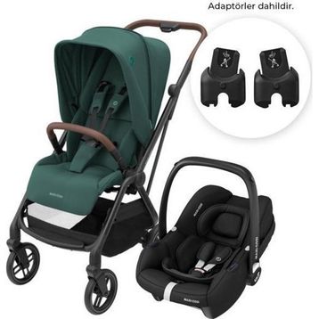 Maxi-Cosi Leona 2 Cabriofix Tek Elle Katlanabilen Ultra Kompakt Çift Yönlü Seyahat Sistem Siyah Yeşil Bebek Arabası