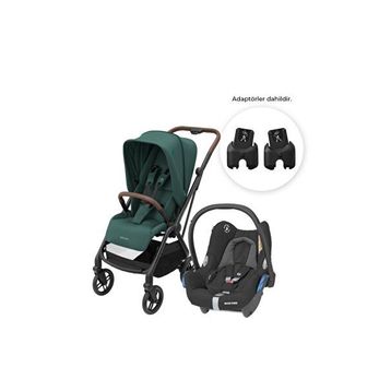 Maxi-Cosi Leona 2 Cabriofix Tek Elle Katlanabilen Ultra Kompakt Çift Yönlü Seyahat Sistem Siyah Yeşil Bebek Arabası