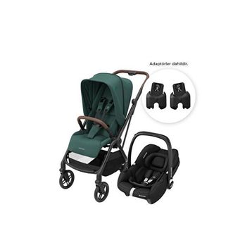 Maxi-Cosi Leona 2 Cabriofix Tek Elle Katlanabilen Ultra Kompakt Çift Yönlü Seyahat Sistem Siyah Yeşil Bebek Arabası