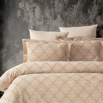Maxstyle Damask Lyocell Bej Çift Kişilik Nevresim Takımı