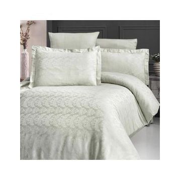 Maxstyle Elsa Jakarlı Saten Küf Yeşili Double Nevresim Takımı