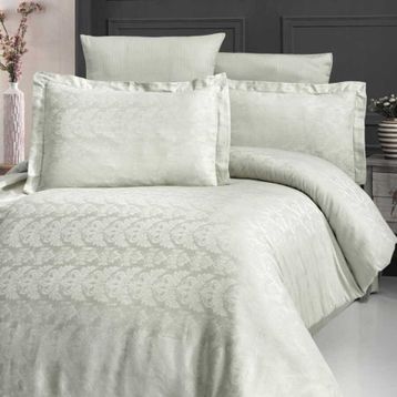 Maxstyle Elsa Jakarlı Saten Küf Yeşili Double Nevresim Takımı