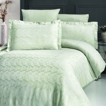 Maxstyle Elsa Jakarlı Saten Küf Yeşili Double Nevresim Takımı