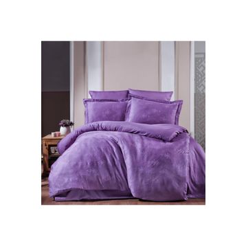 Maxstyle Giza Jakarlı Saten Lila Double Nevresim Takımı