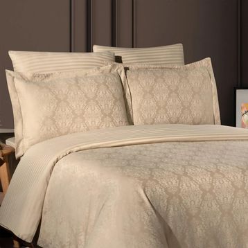Maxstyle Jakarlı Ornament Bej Double Nevresim Takımı