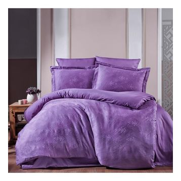 Maxstyle Jakarlı Saten Giza Lila Çift Kişilik Nevresim Takımı