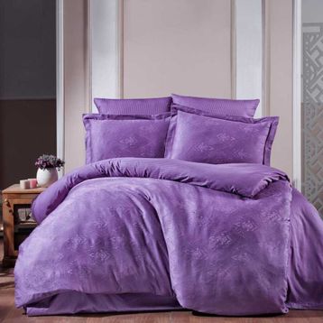 Maxstyle Jakarlı Saten Giza Lila Çift Kişilik Nevresim Takımı