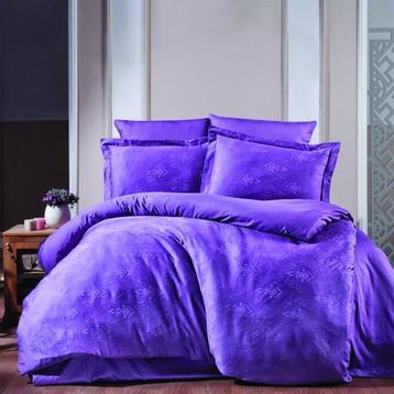 Maxstyle Jakarlı Saten Giza Lila Çift Kişilik Nevresim Takımı