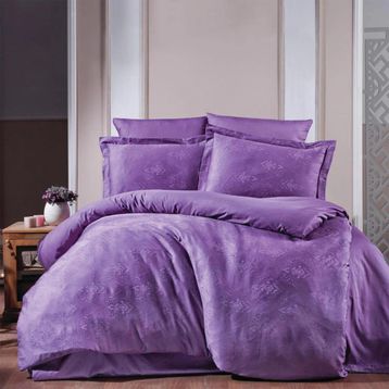 Maxstyle Jakarlı Saten Giza Lila Çift Kişilik Nevresim Takımı