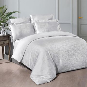 Maxstyle Jakarlı Saten Katya Beyaz Double Nevresim Takımı