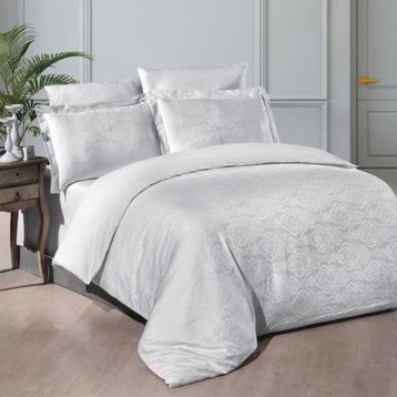 Maxstyle Jakarlı Saten Katya Beyaz Double Nevresim Takımı