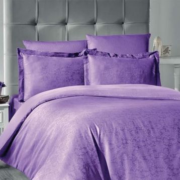 Maxstyle Jakarlı Saten Reyka Lila Double Nevresim Takımı
