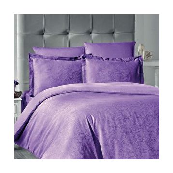 Maxstyle Jakarlı Saten Reyka Lila Double Nevresim Takımı