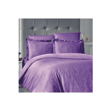 Maxstyle Jakarlı Saten Reyka Lila Double Nevresim Takımı