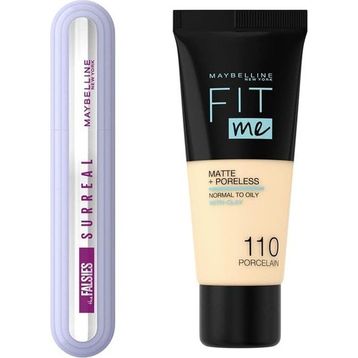 Maybelline Falsies Surreal Maskara + Fit Me Matte+ Poreless 110 Porcelain Fondöten
