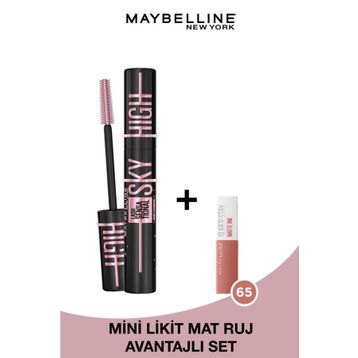 Maybelline Lash Sensational Sky High Cosmic Black Maskara + Mini Super Stay Matte Ink 65 Seductress 2.7 ml Ruj