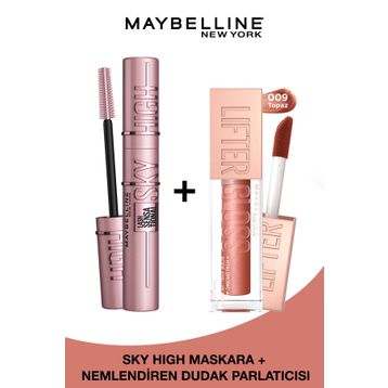 Maybelline Lash Sensational Sky High Maskara + Lifter Gloss 009 Topaz Dudak Parlatıcısı