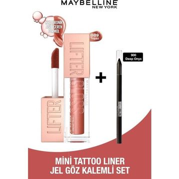 Maybelline Lifter Gloss 009 Dudak Parlatıcısı + Mini Tattoo Liner Jel Göz Kalemi Seti