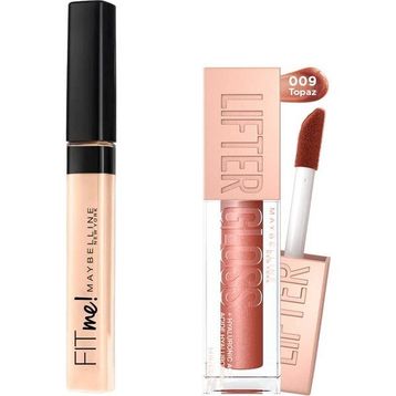 Maybelline Lifter Gloss 009 Topaz Dudak Parlatıcısı + Fit Me 15 Fair Kapatıcı